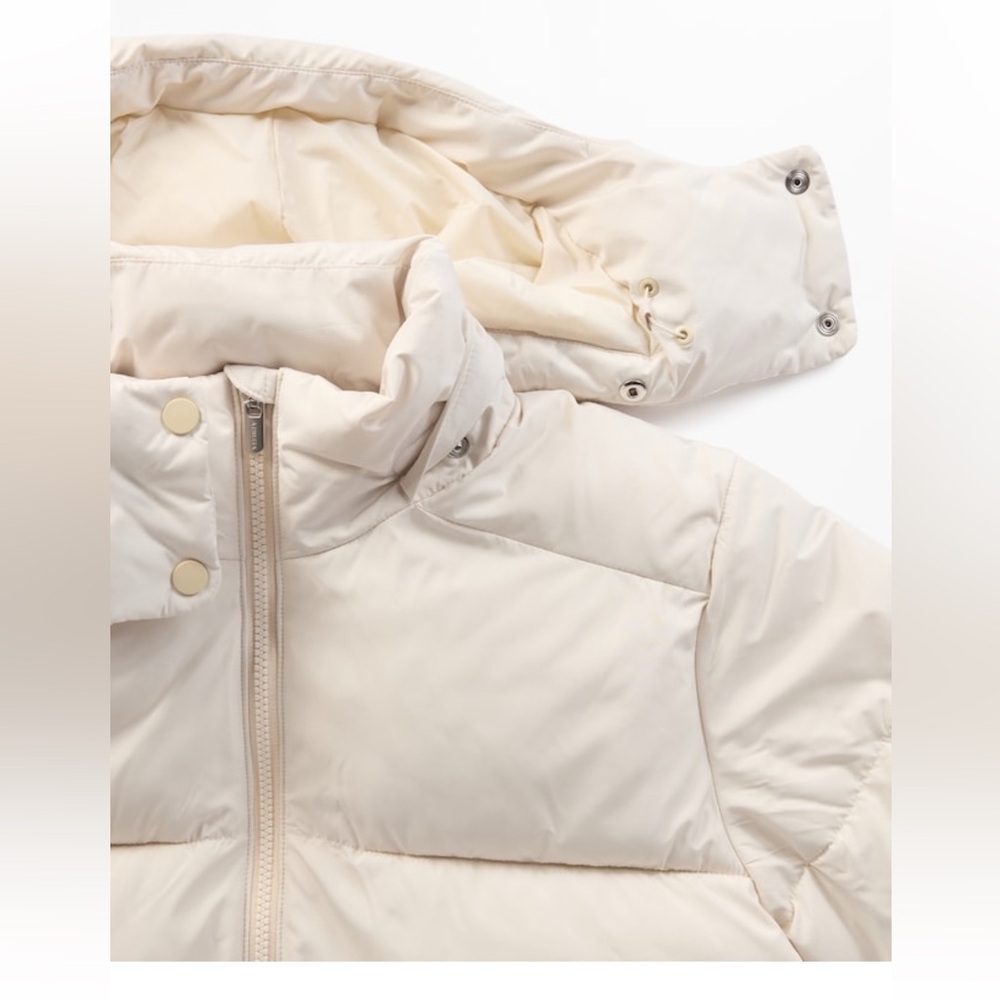 NWT Athleta Bone Stratus Puffer Jacket, Small coat hooded ivory - Picture 5 of 15